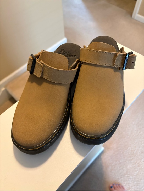 Dr. Martens Shoes - Dr. Martens Tan Suede Clog Mules